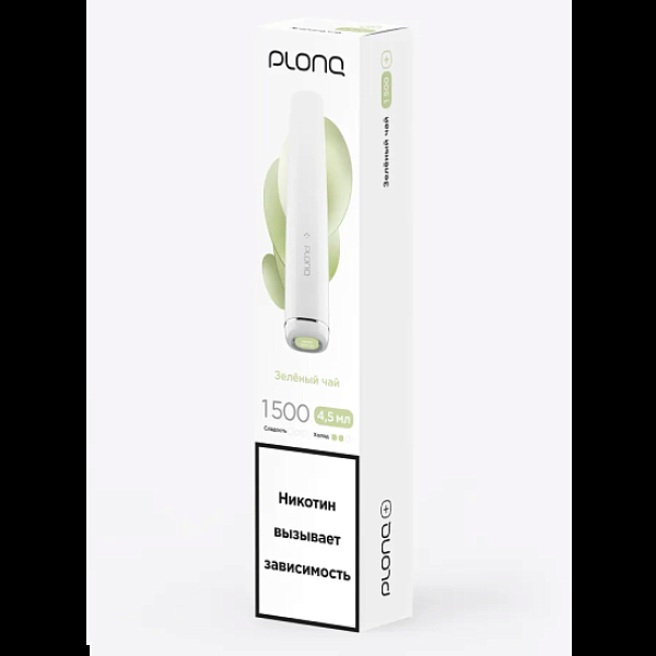 Электронка Plonq Plus 1500 Зеленый Чай 1500 затяжек в Краснодаре